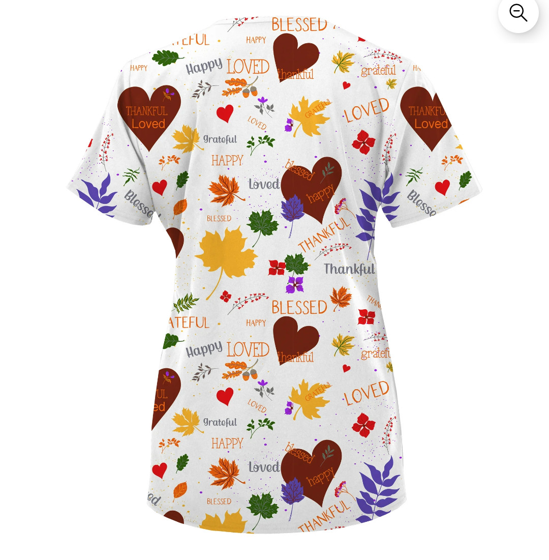 GT Performance Stretch Womens Scrub Top Thanksgiving Hearts XL