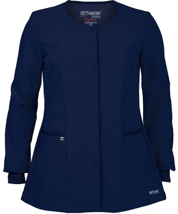 GREYS ANANTOMY SIGNATURE WOMEN SCRUB JACKET IN NAVY BLUE IN ALL SIZES # 2407 NWT