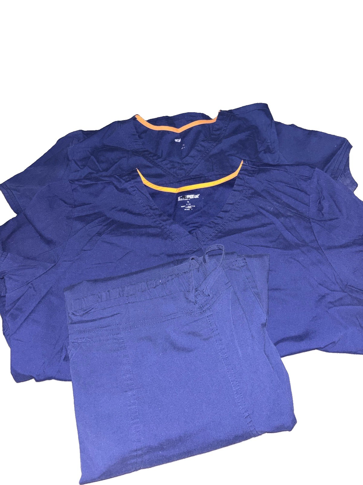 Women’s Blue Solid Medical Scrub Set – 2 Scrub Tops & 1 Matching Scrub Bottoms/L