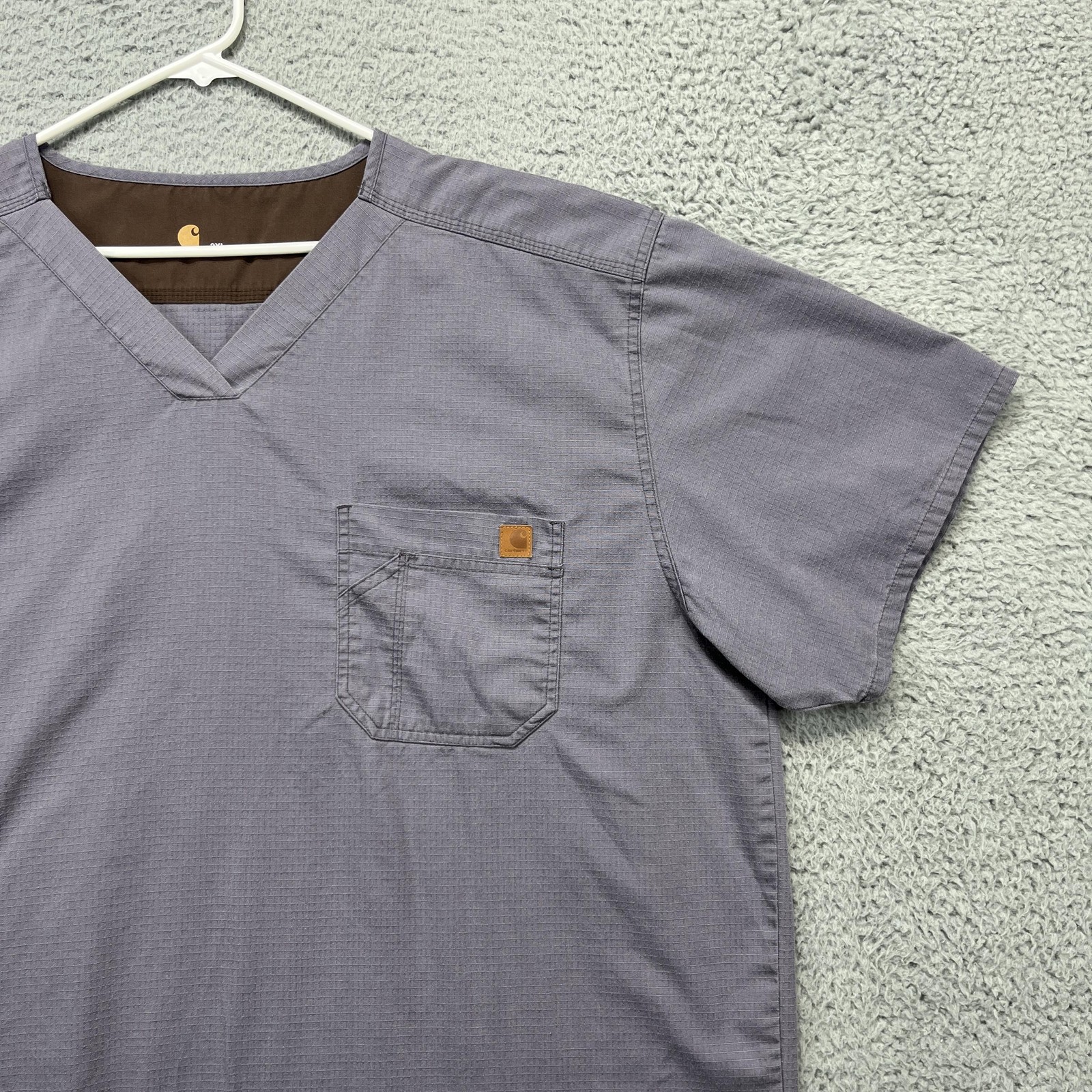 Carhartt Scrub Top Shirt Mens 3XL Gray Ripstop Workwear Pocket Medical Uniform
