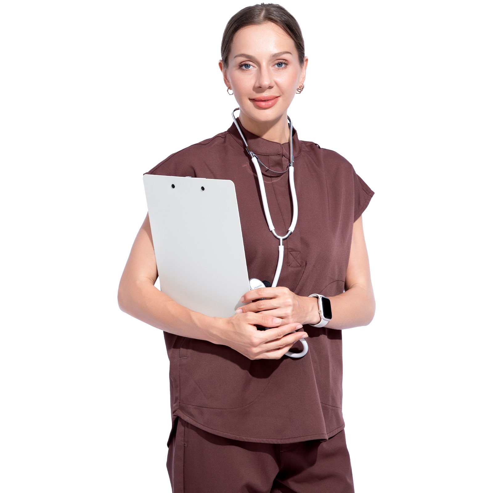 Stand Collar Women Nurse Uniform Suit Women Medical Scrubs Top and Pants 8Pocket