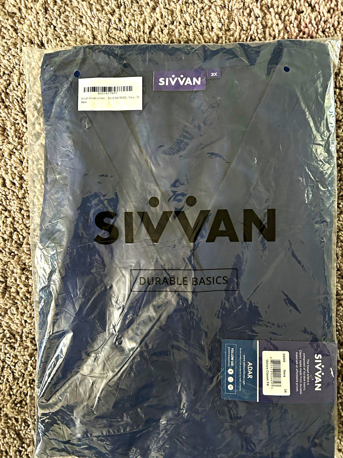 Sivvan Unisex Classic Fit Medical Scrub Set Solid Navy Size 3X S8400