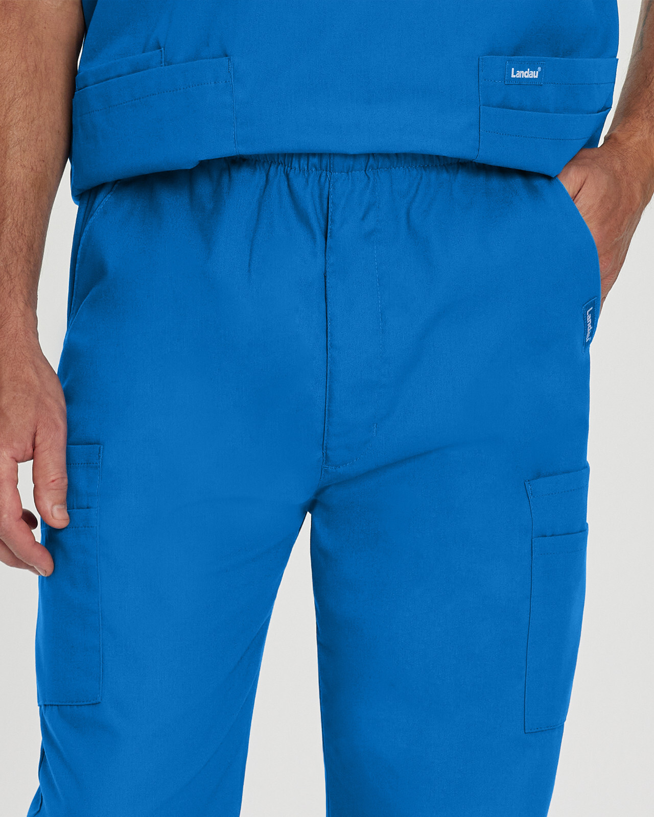 MEN’S – Landau Essentials Men’s Straight-Leg Cargo Scrub Pants #8555 STEEL GREY