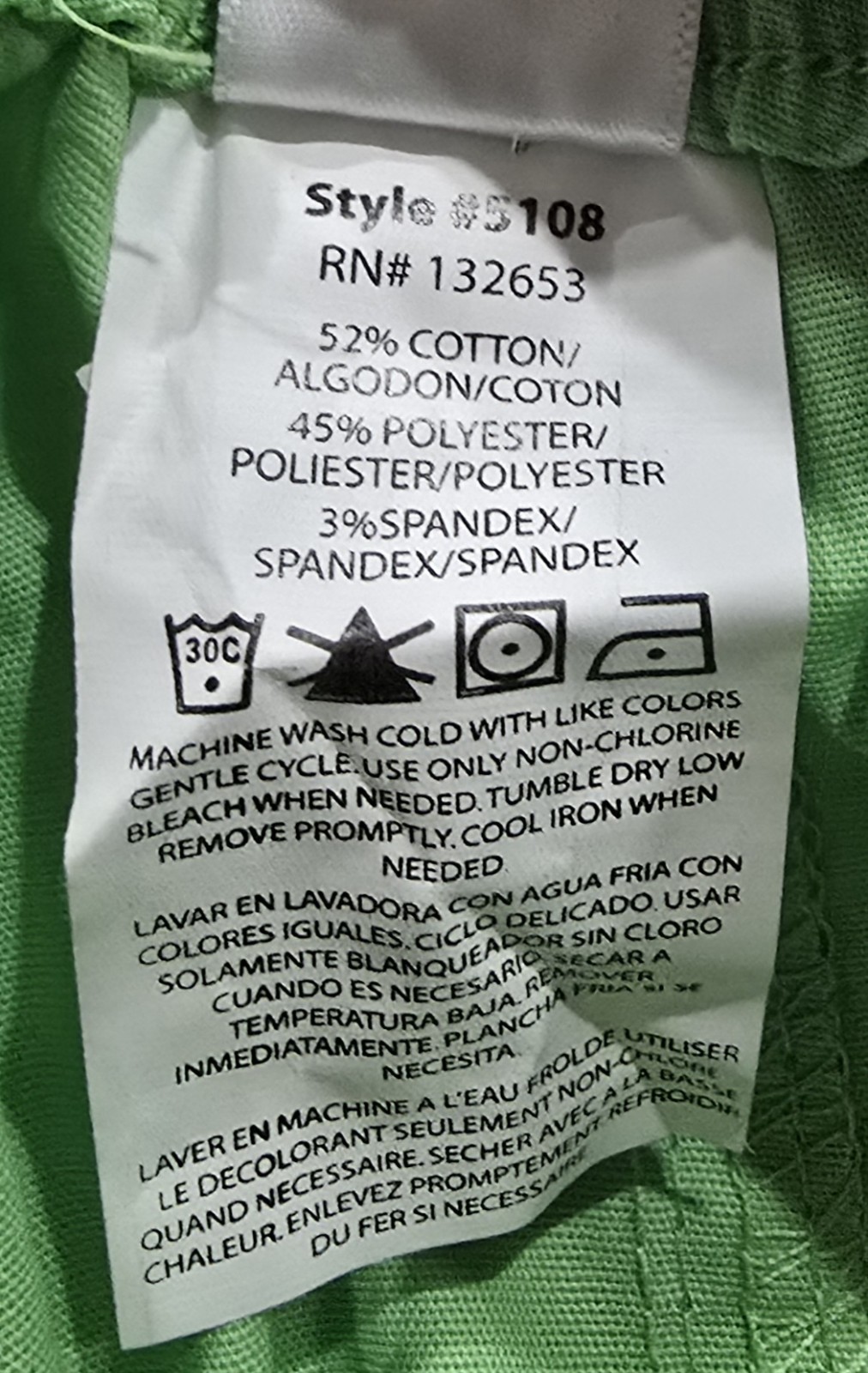 WonderFlex Green Apple Xlarge Petite 5108 Scrub Pants
