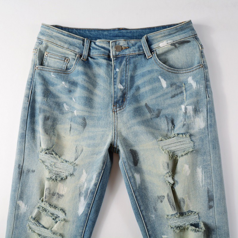 Vintage Paint Broken Holes Pants Men’s Jeans Lightweight and Comfortable