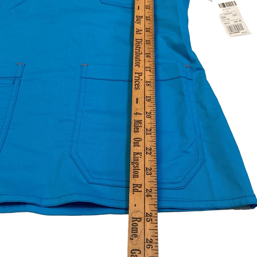 NWT MC2 Med Couture Turquoise Teal Oasi V Neck Scrub Uniform Top Women Size XS
