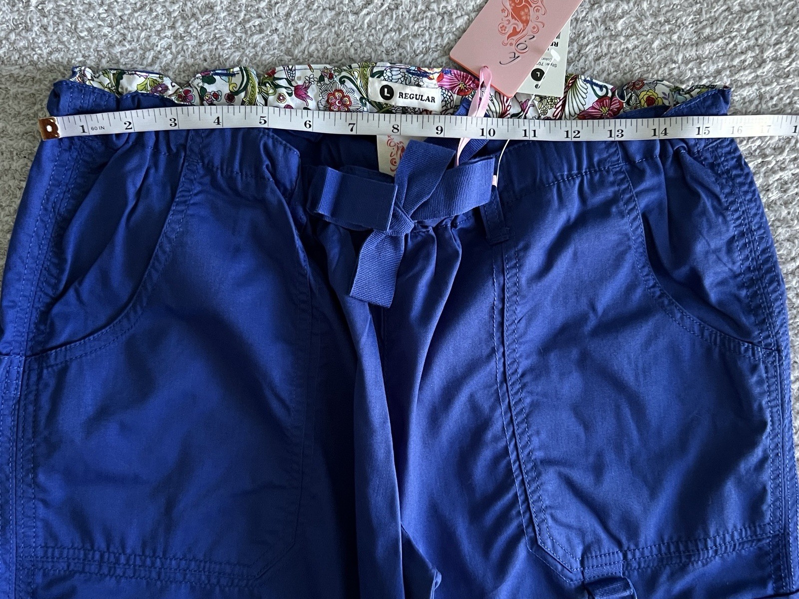 Koi Scrub Pants Women’s Large Regular Galaxy Blue Lindsey Cargo Nursing Medical