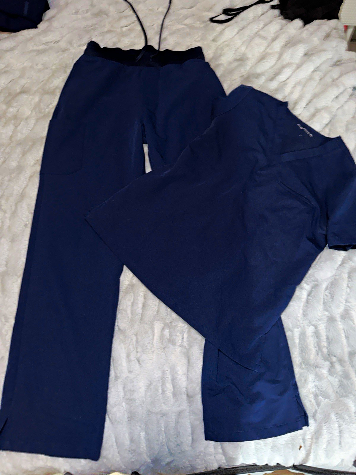 Mandala Women’s Navy Solid Medical Scrub Set Top & Pants Poly/Viscose/Spandex