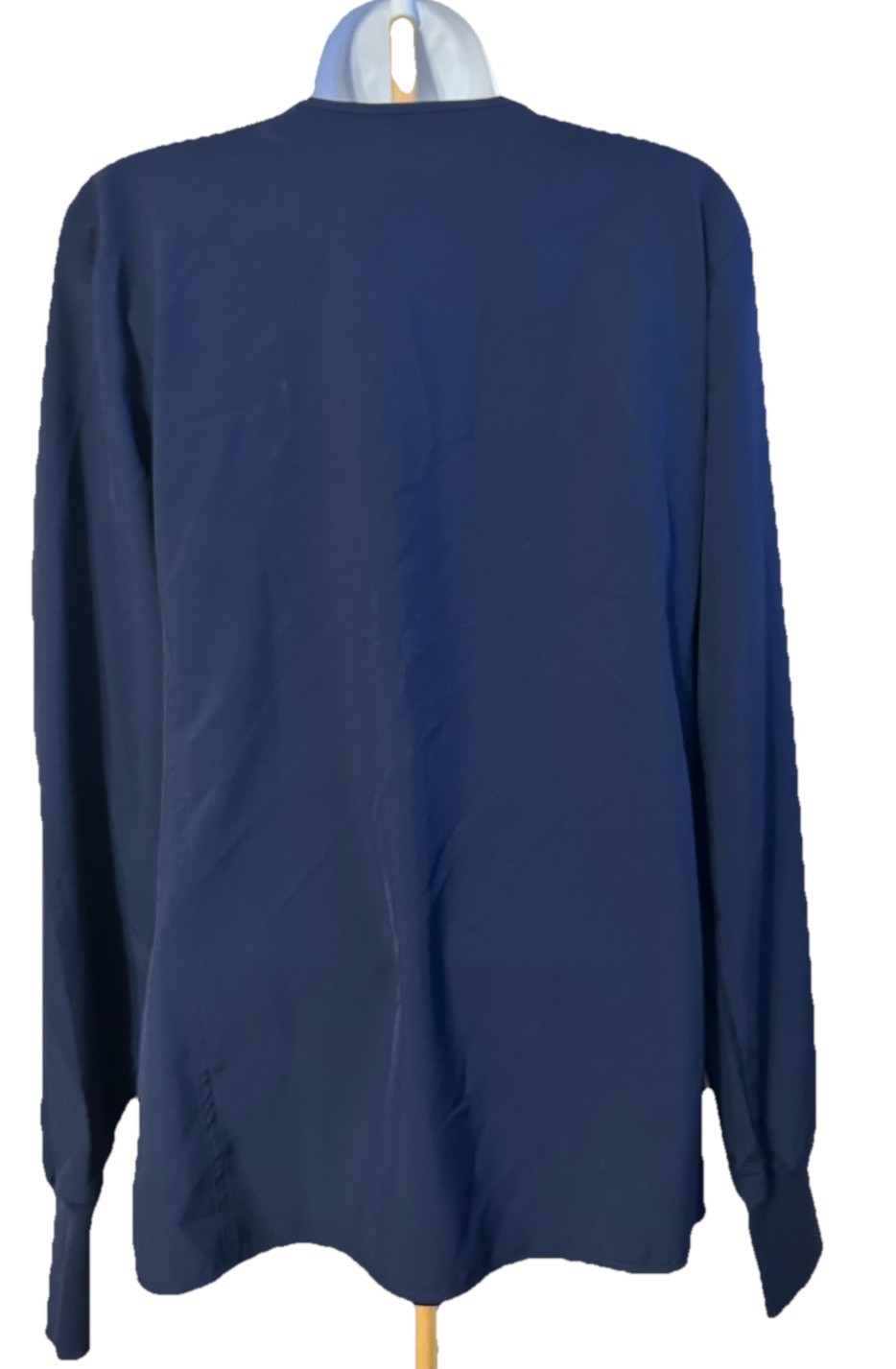 Scrubs Top Medcouture Long Sleeve Women Medium Navy Blue Full Zip Pockets S/8638