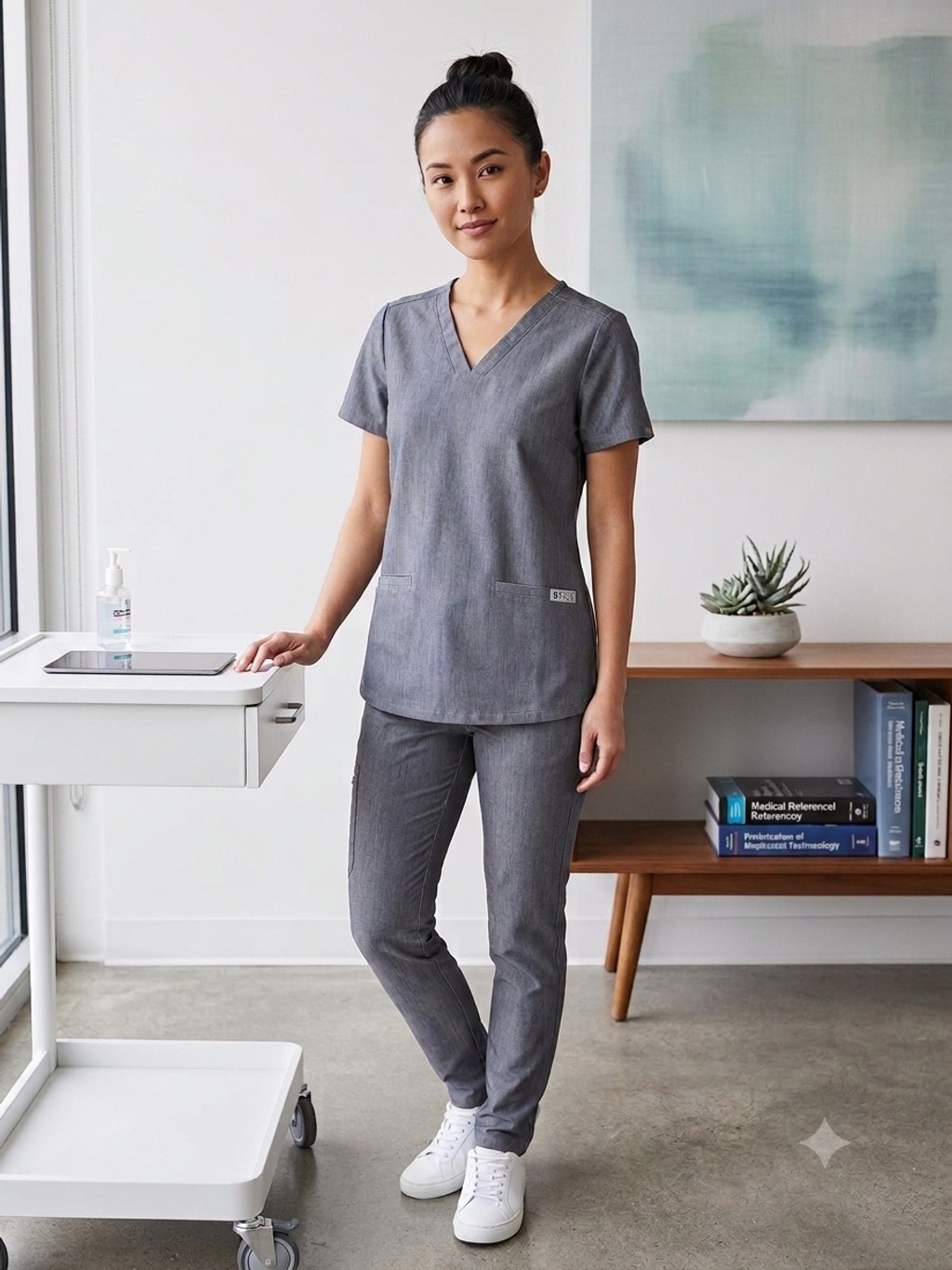 FIGS Casma Scrub Top XXS Grey Heather V-Neck Technical Collection Short Sleeve