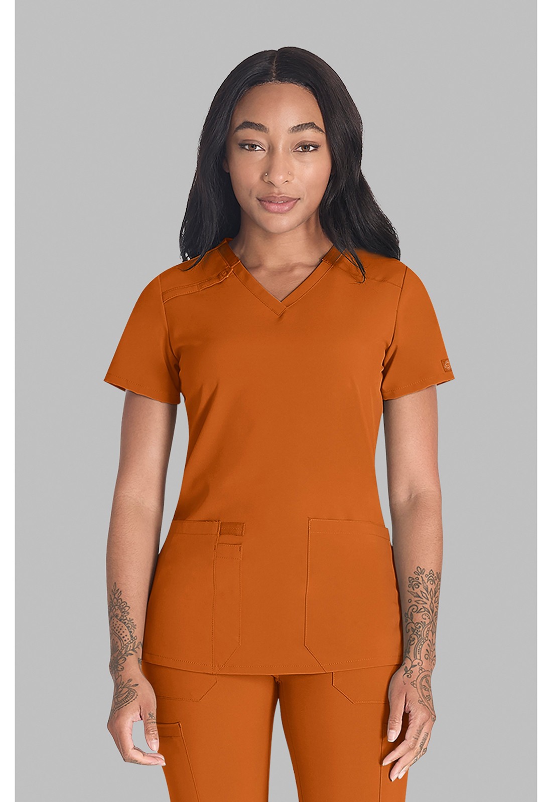 Scrubs Women’s Dickies EDS Essentials DK615 V-Neck Scrub Top Apricot Orange APOG