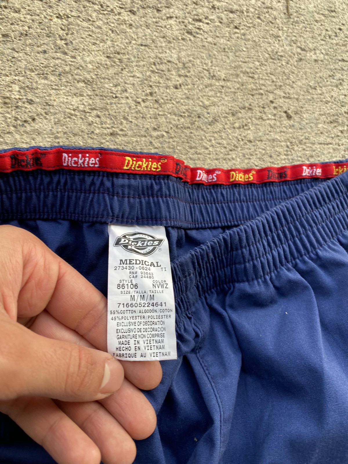 Dickies Pants Mens M Blue Medical Scrub Elastic Waist Pocketed Cotton Blend CNA