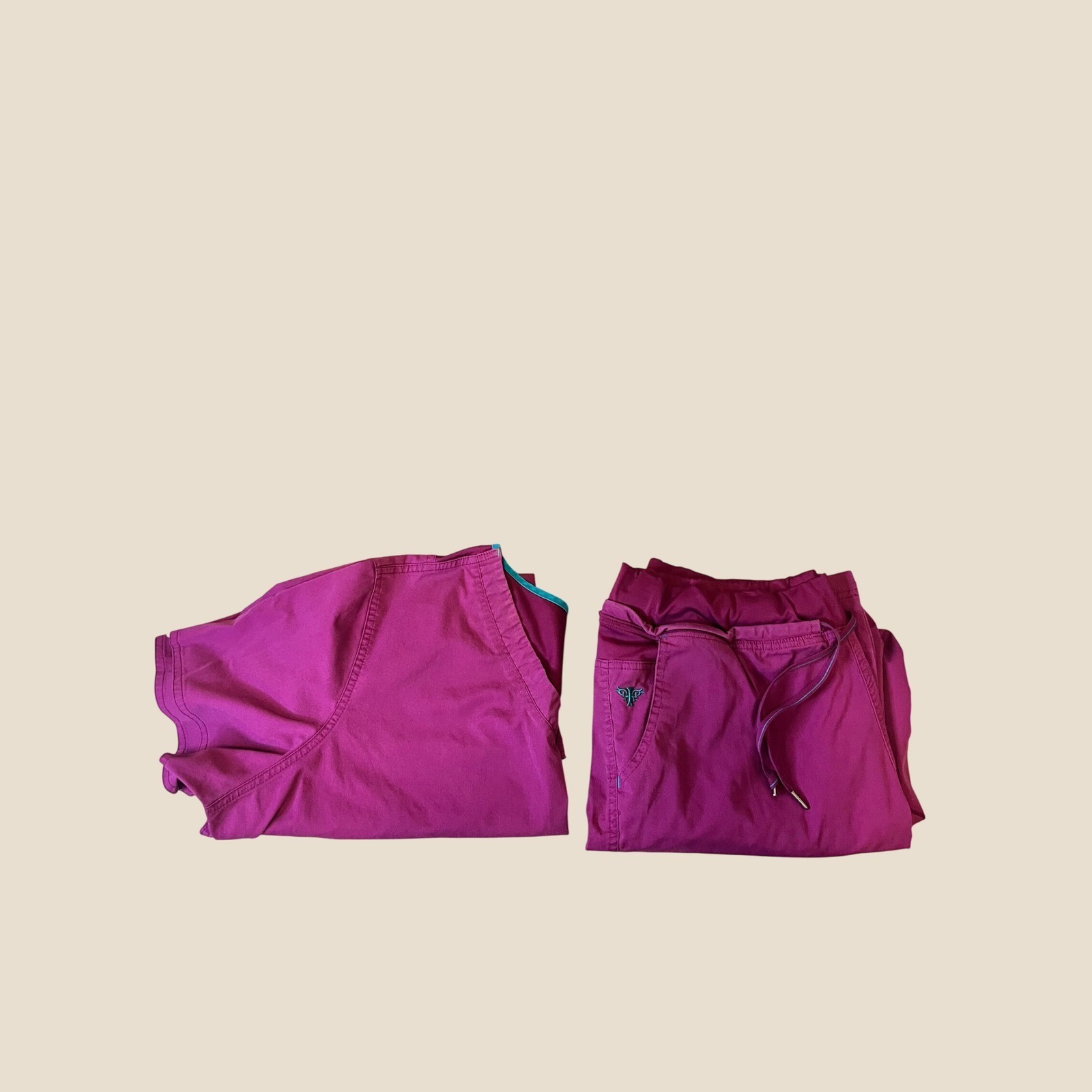 Med Couture Scrub Pants Women Large Fuchsia EZ Flex Yoga Waist Straight Leg Work