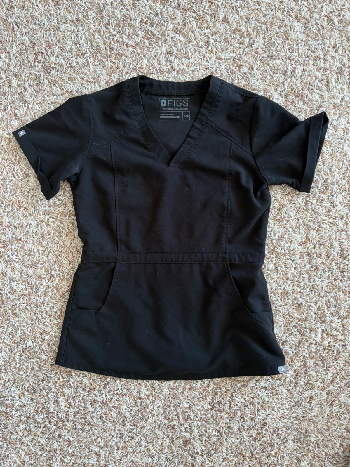 Womens Figs Black Scrub Top Size XXS