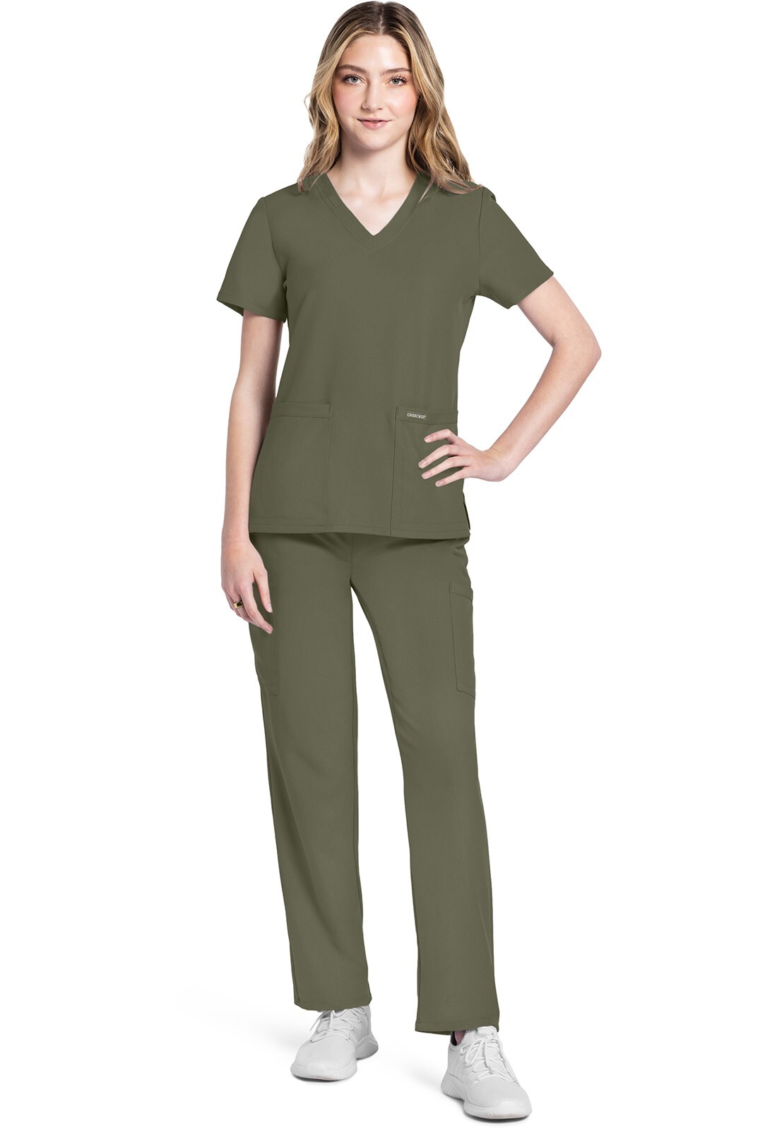 Cherokee WW Originals Scrubs Women’s V-Neck Top CK953A OLVN Olive Free Ship