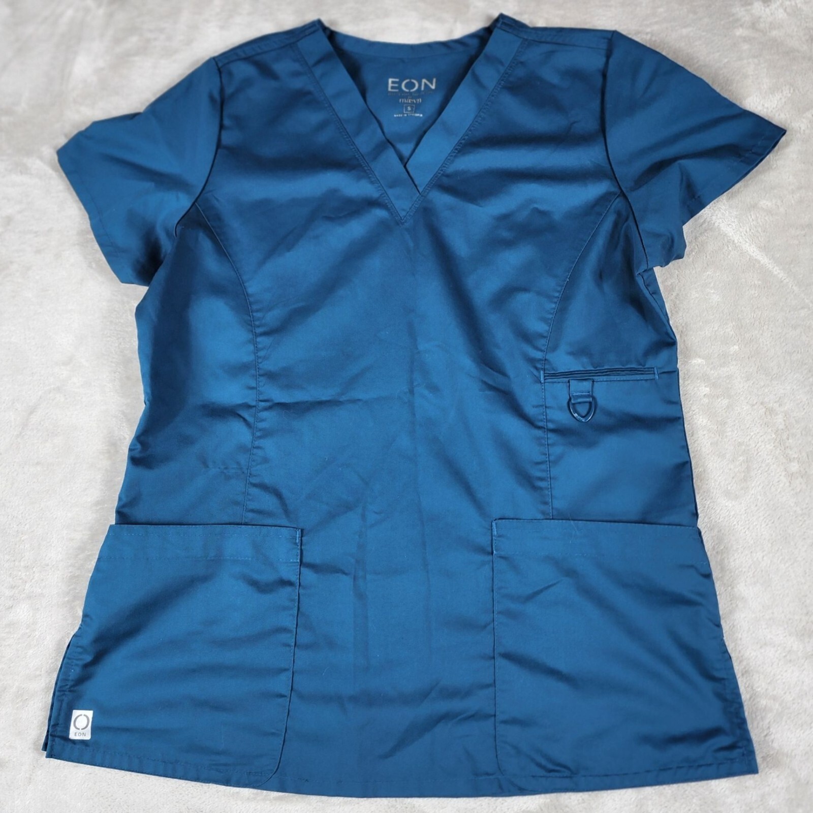 EON By Maevn Scrub Top Womens S Blue Pockets Medical Dental Caregiver Nurse Tech