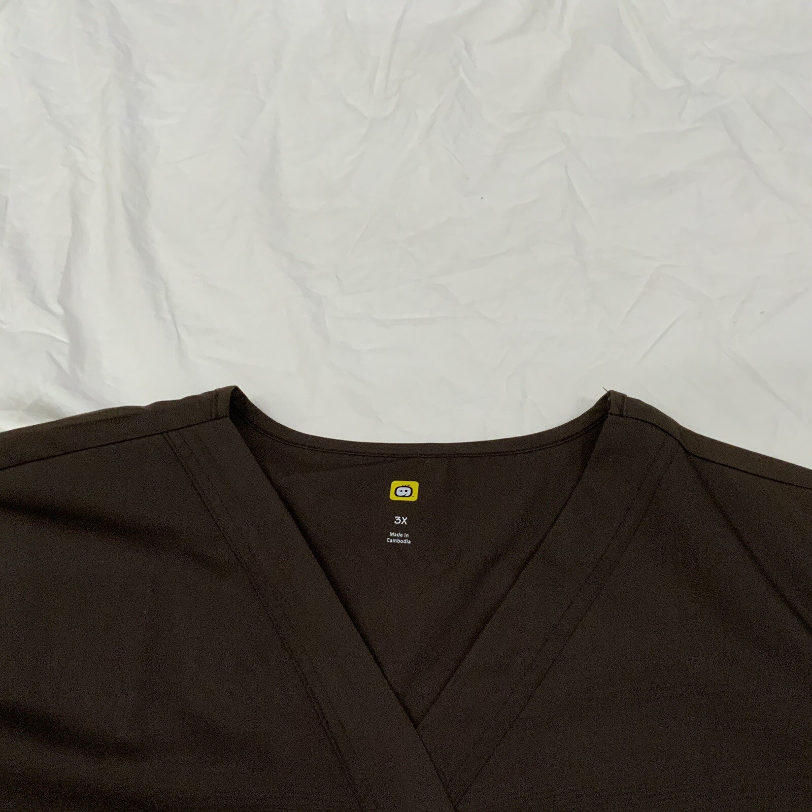 WonderWink Scrub Top Mock Wrap Style 6056 Womens 3X V Neck Brown New W/Tags