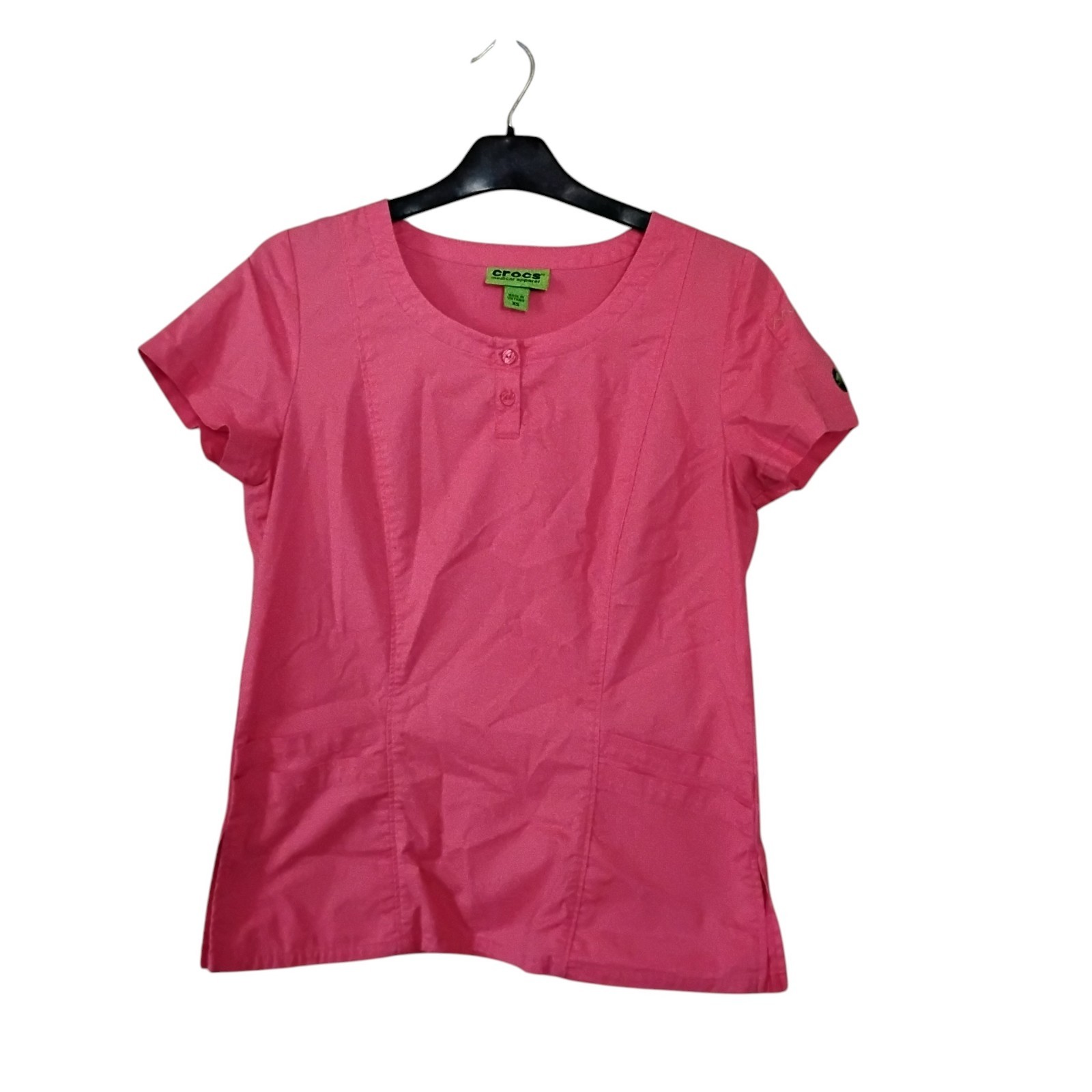 Crocs Medical Apparel Women’s XS Pink Scrub Top Short Sleeve Henley Nurse
