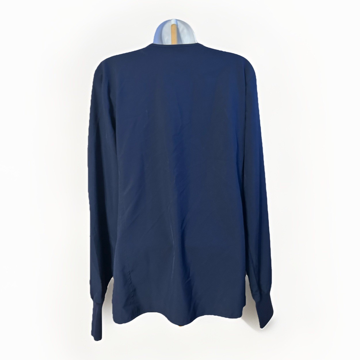 Scrubs Top Medcouture Long Sleeve Women Medium Navy Blue Full Zip Pockets S/8638