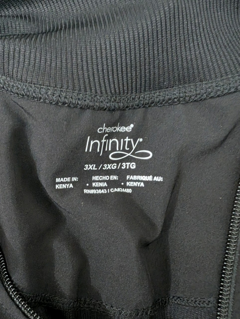 Cherokee Infinity Zip Front Scrub Jacket Black Plus Size 3XL NWT Warm Up