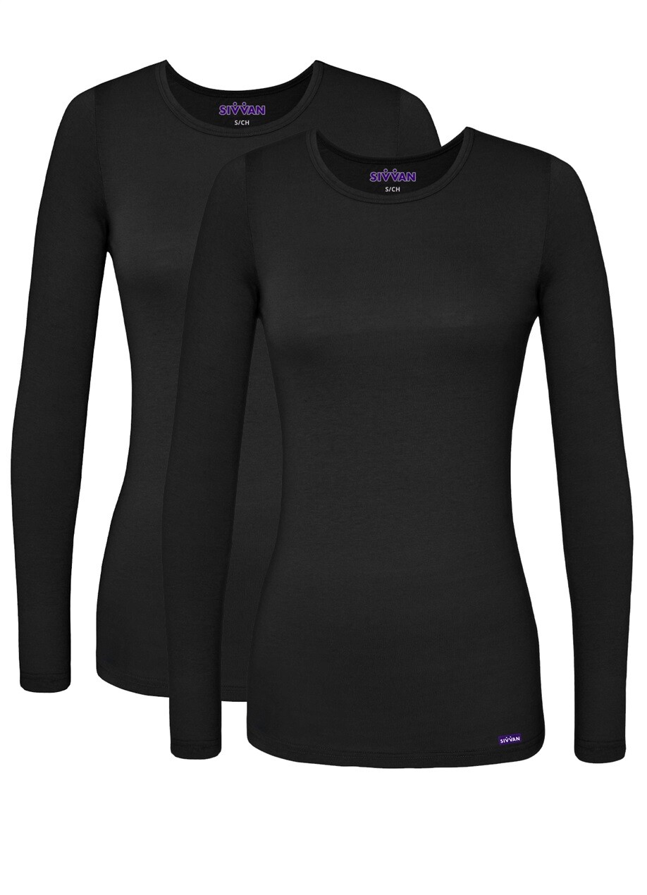 Sivvan 2 Pack Women’s Comfort Long Sleeve T-Shirt / Underscrub Tee Mixed Colors