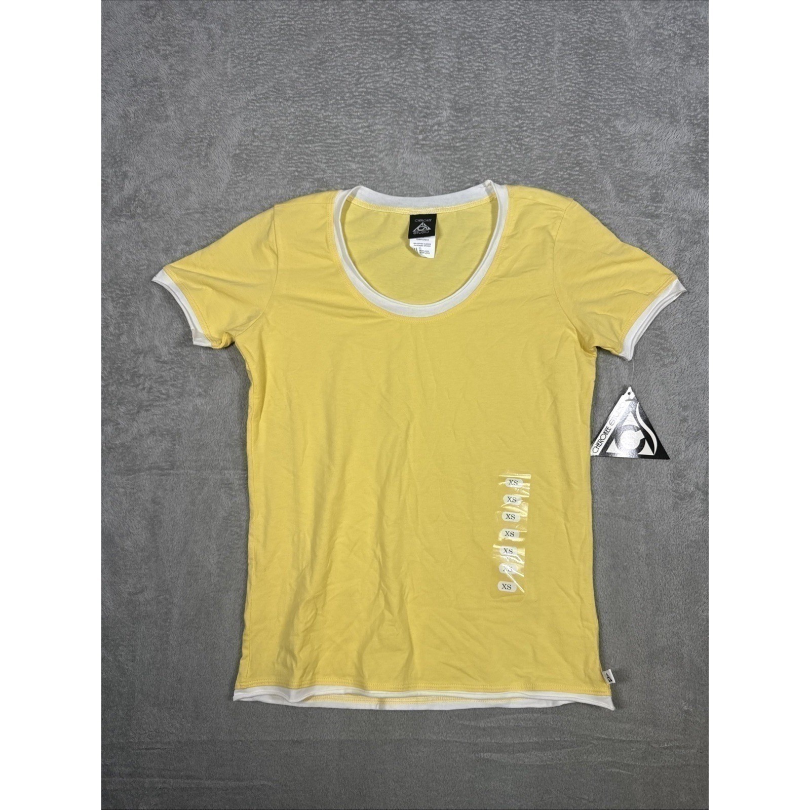 NEW Cherokee Studio Yellow And White Scrub Short Sleeve Women’s Size XS