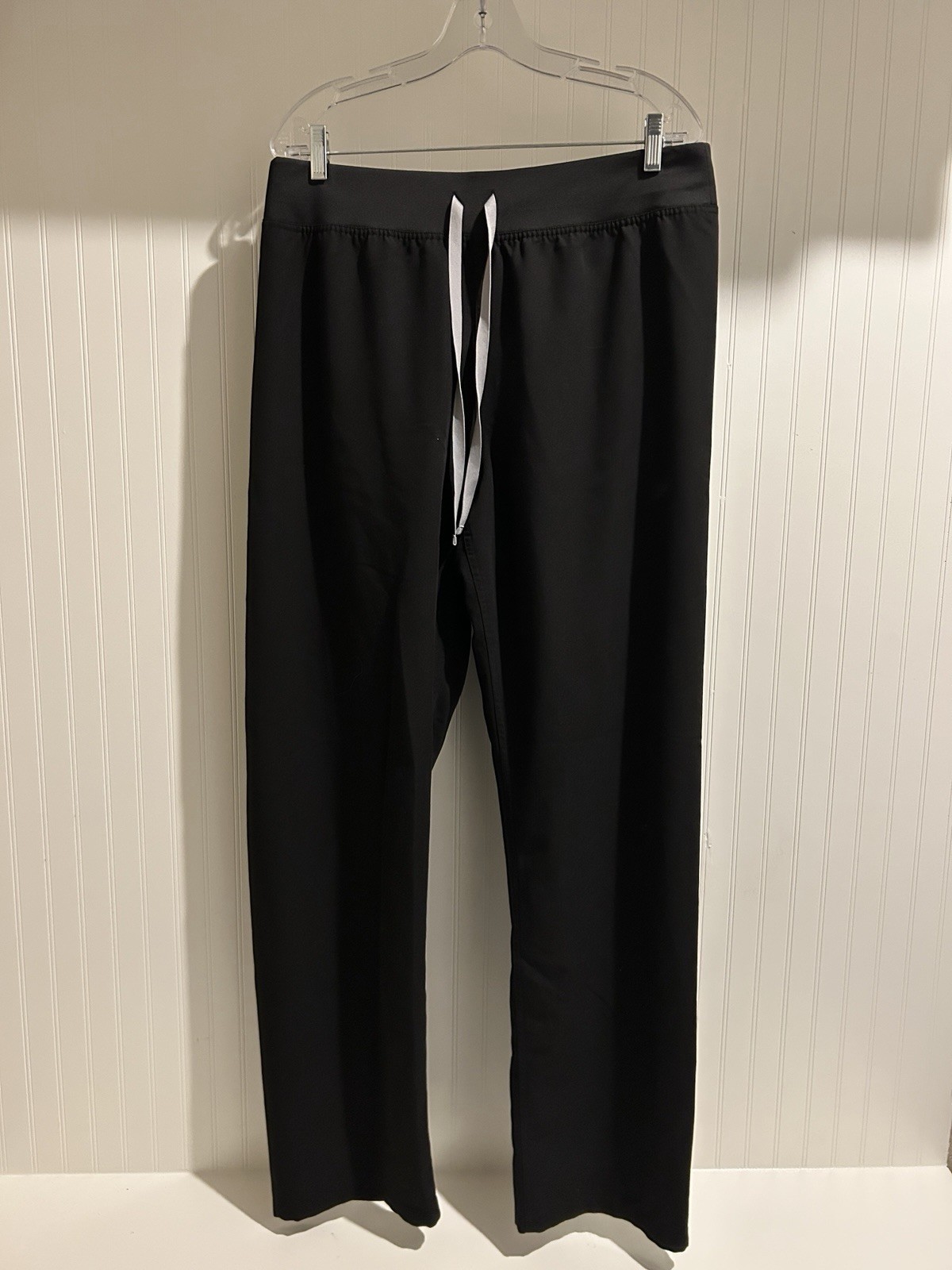 FIGS Women Black Scrub Pants XL Tall Elastic Drawstring Straight Leg Pockets