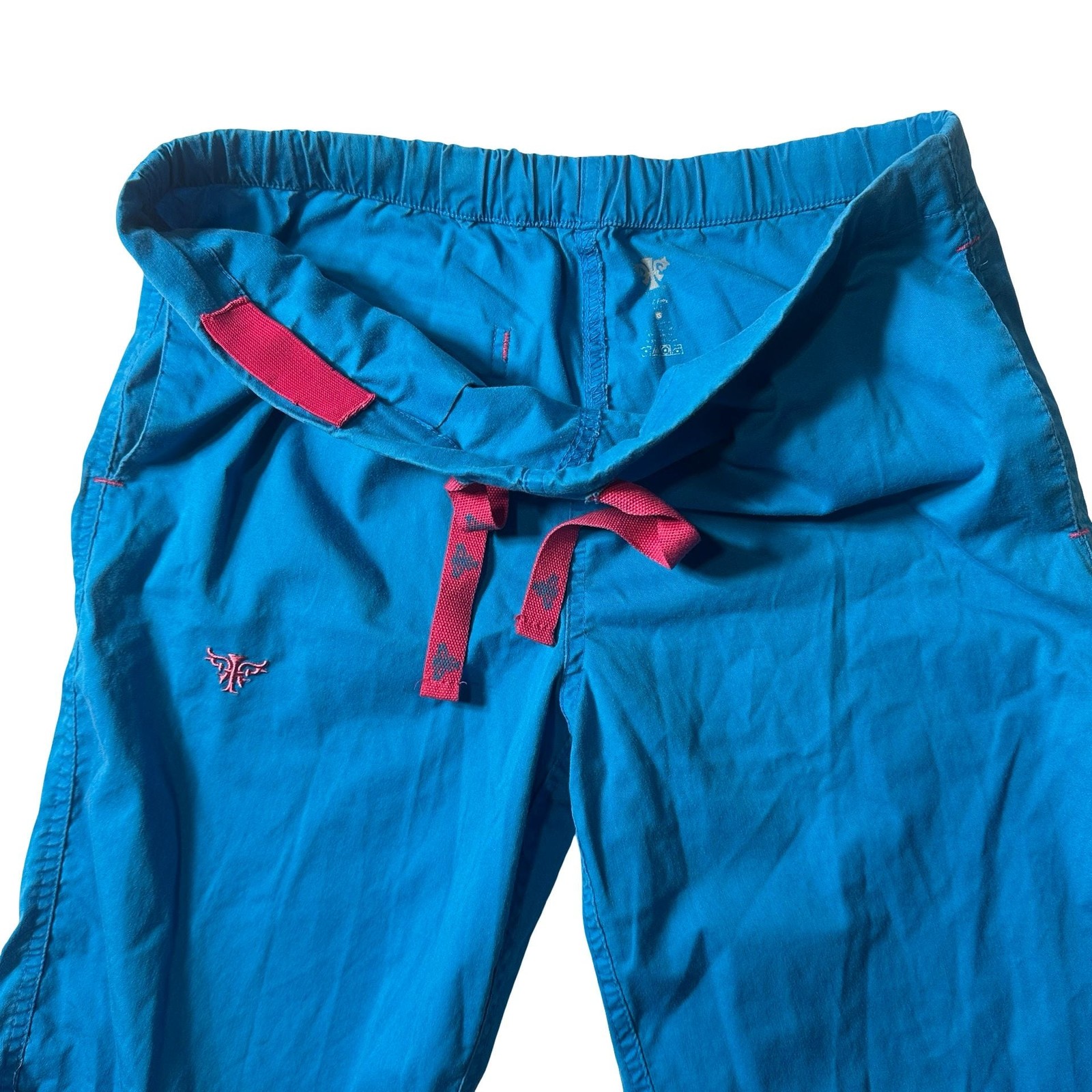 Med Couture W Scrub Pants XS Blue Pink Drawstring 5 Pocket Straight Leg