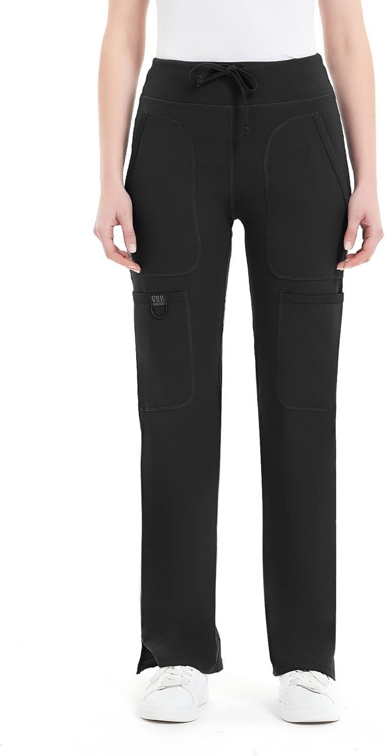 Yoga Scrub Pants Women Mid Rise Yoga Work Pants- Five Pocket Cargo Scrub Pant