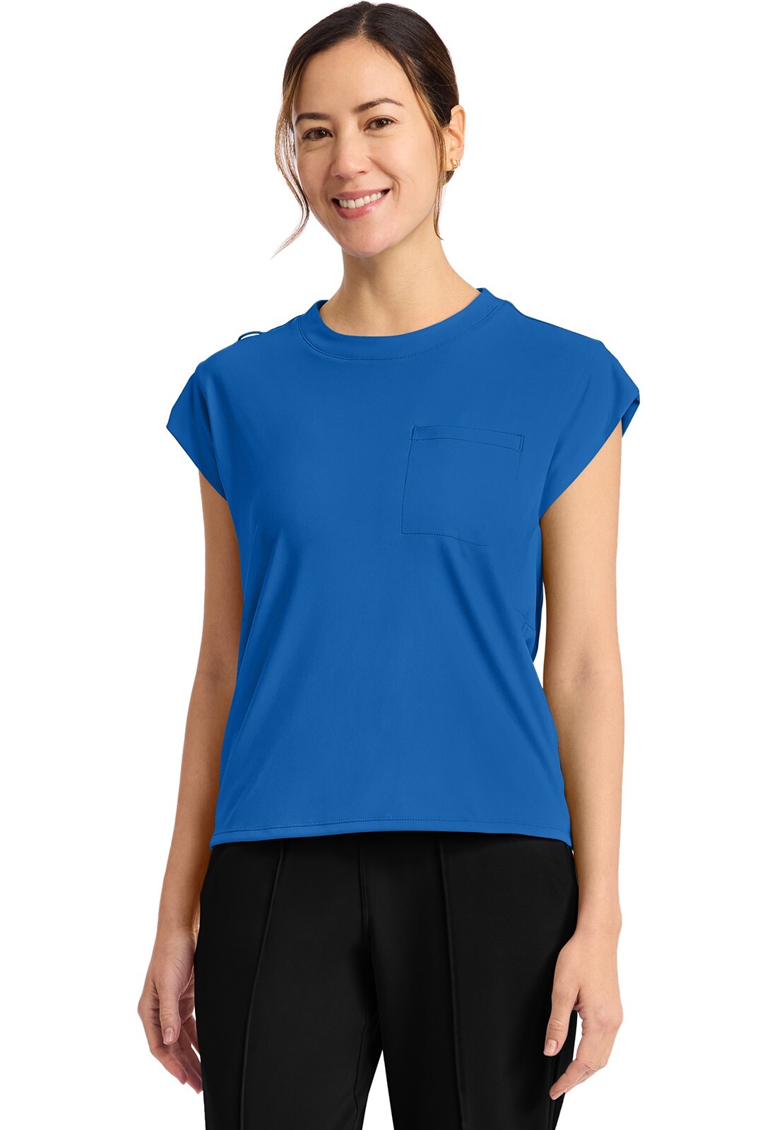 Cherokee Achieve Women’s 1-Pocket Crew Neck Top CK936 TRBE True Blue Free Ship