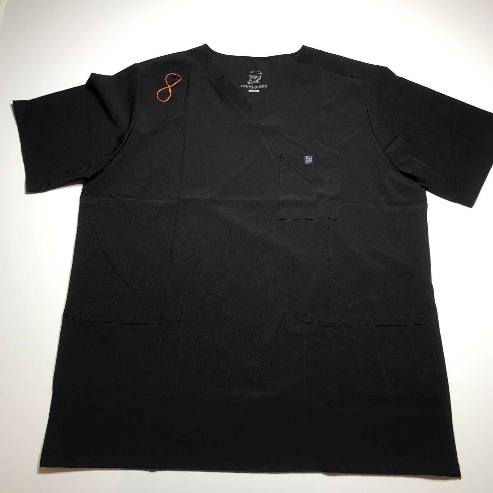 Monarch Uniforms Men’s XL Scrub Top V-Neck w/ Large Pockets Stretch Black NWT