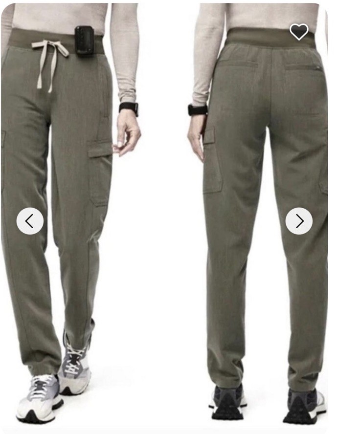 Figs NWT Scrub Pants Martini Olive Ukwala High Waist Tapered Cargo Sz L Petite