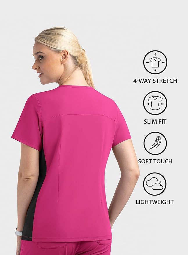 Maevn 4520 Women’s Matrix Impulse Mock Wrap Top Contrast Knit Panels XXS to 3XL