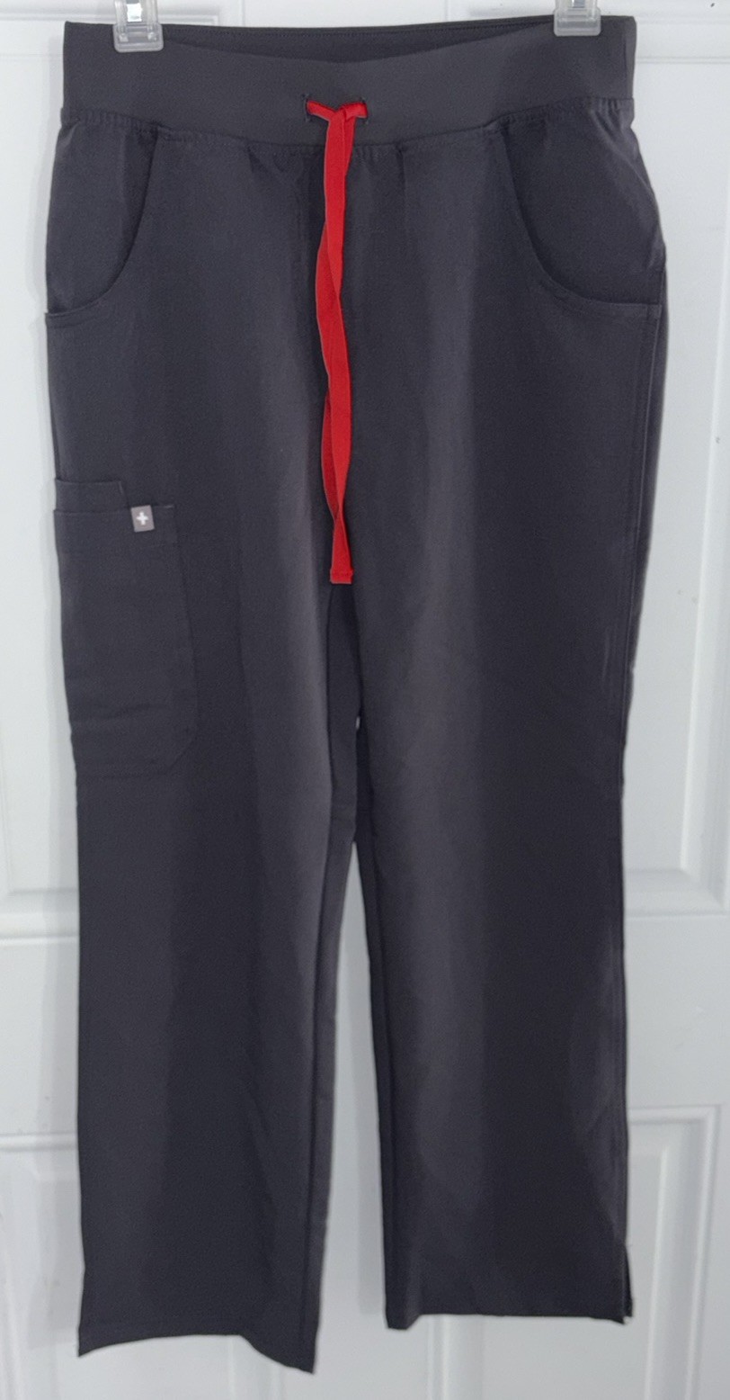 FIGS KADE NURSE STRAIGHT LEG CHARCOAL CARGO SCRUB PANTS WOMENS MEDIUM TALL NWOT
