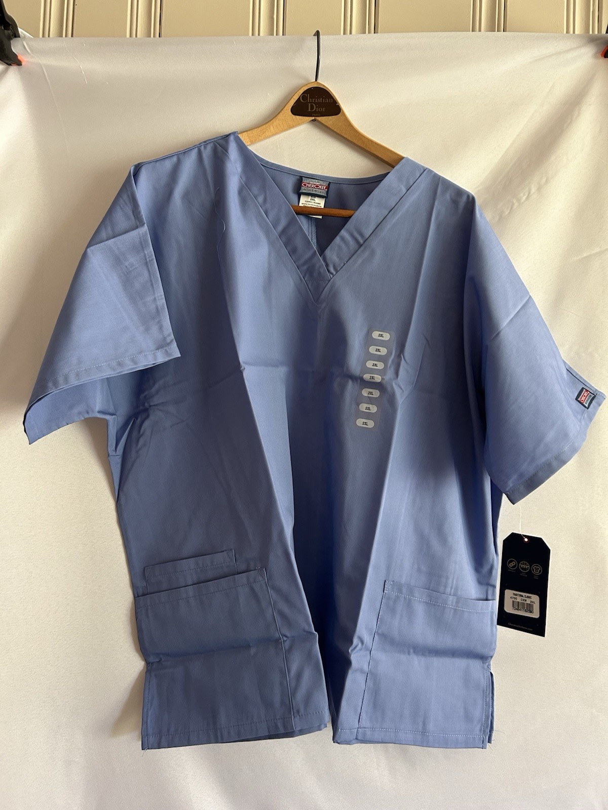 Cherokee Scrubs Top 4700 Womens 2X-Large V Neck Ciew Blue New Tags And Packaging
