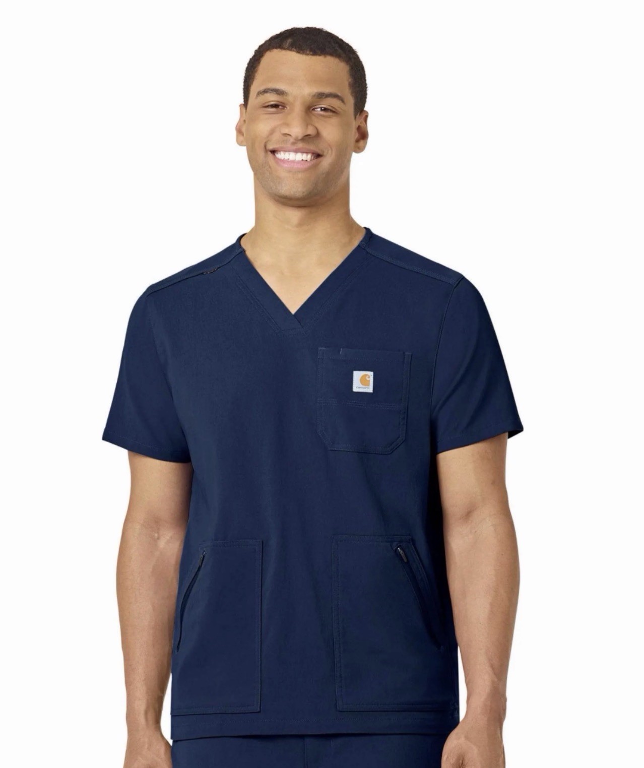 Carhartt Scrub Top Mens Med Blue Ripstop Utility V Neck Short Sleeve Uniform