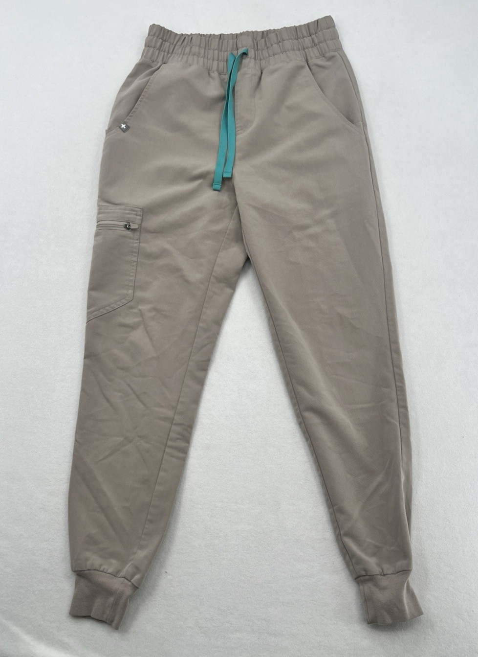 FIGS Zamora Jogger Scrub Pants Womens XXS Petite Boulder Beige Medical