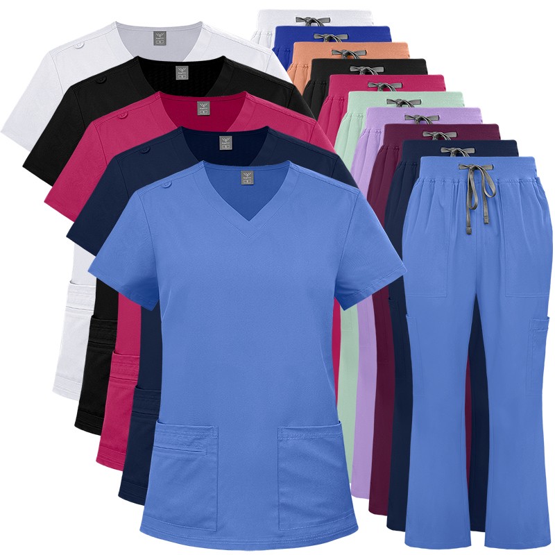 2025 New Nurse Scrub Set – Flare Pants & V-Neck, Breathable & Comfortable