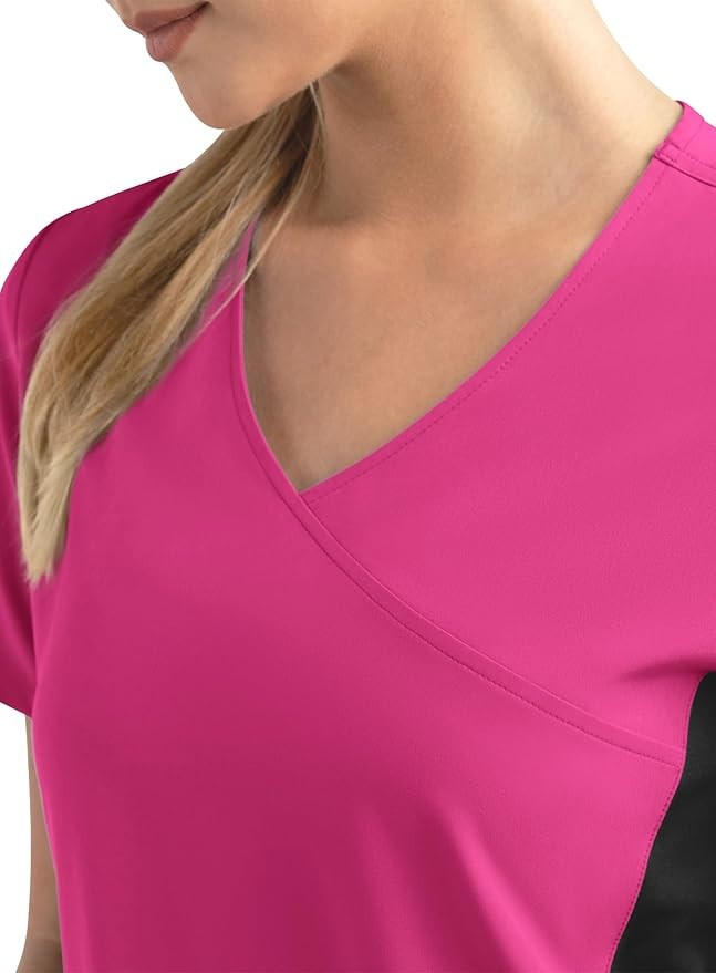 Maevn 4520 Women’s Matrix Impulse Mock Wrap Top Contrast Knit Panels XXS to 3XL