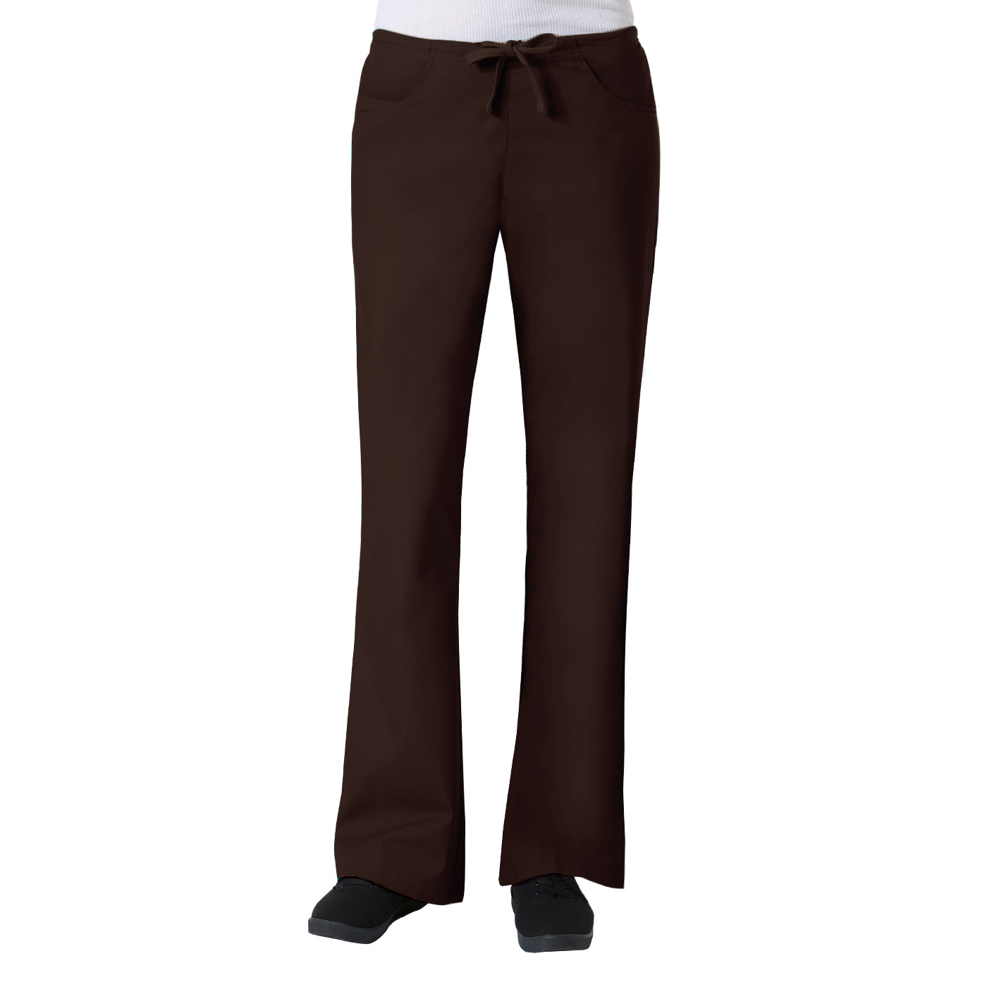 MAEVN 9026 Chocolate Scrub Pants Elastic Drawstring Back Flare Leg Size XXS-XXL