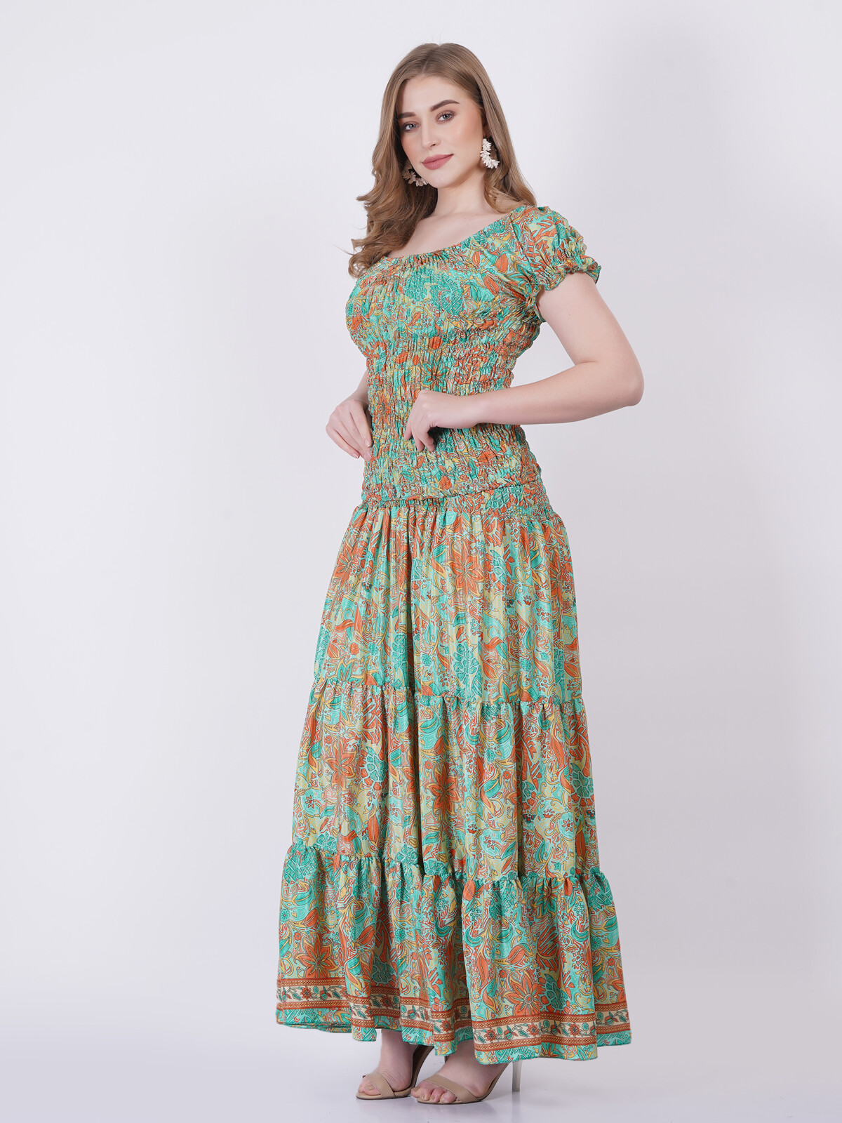 Women Two Piece Co ord Set Off shoulder Top & Flary Printed Skirt Dress Mix Lot