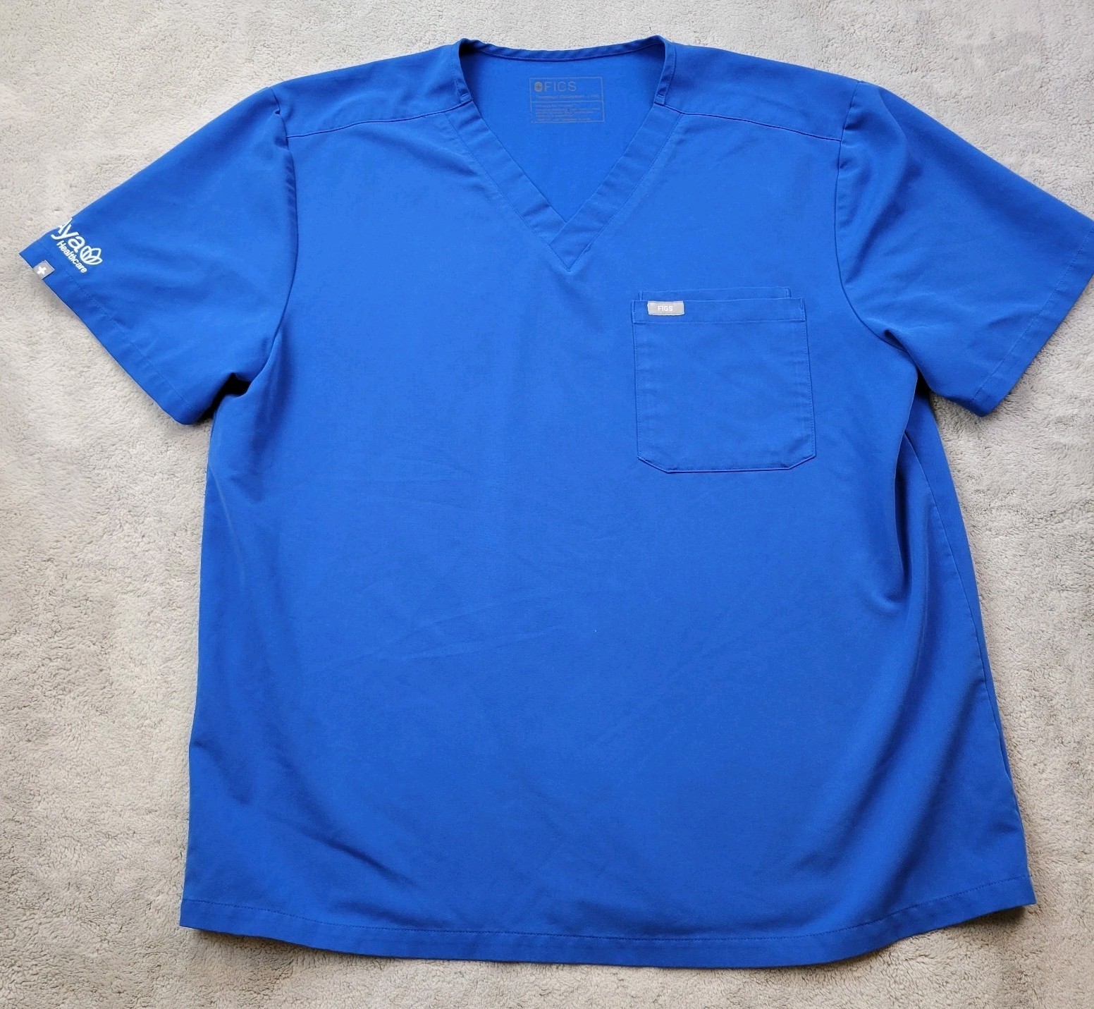 Figs Scrub Top Mens XXL Blue Leon Three Pocket Aya Logo Healthcare FM1500