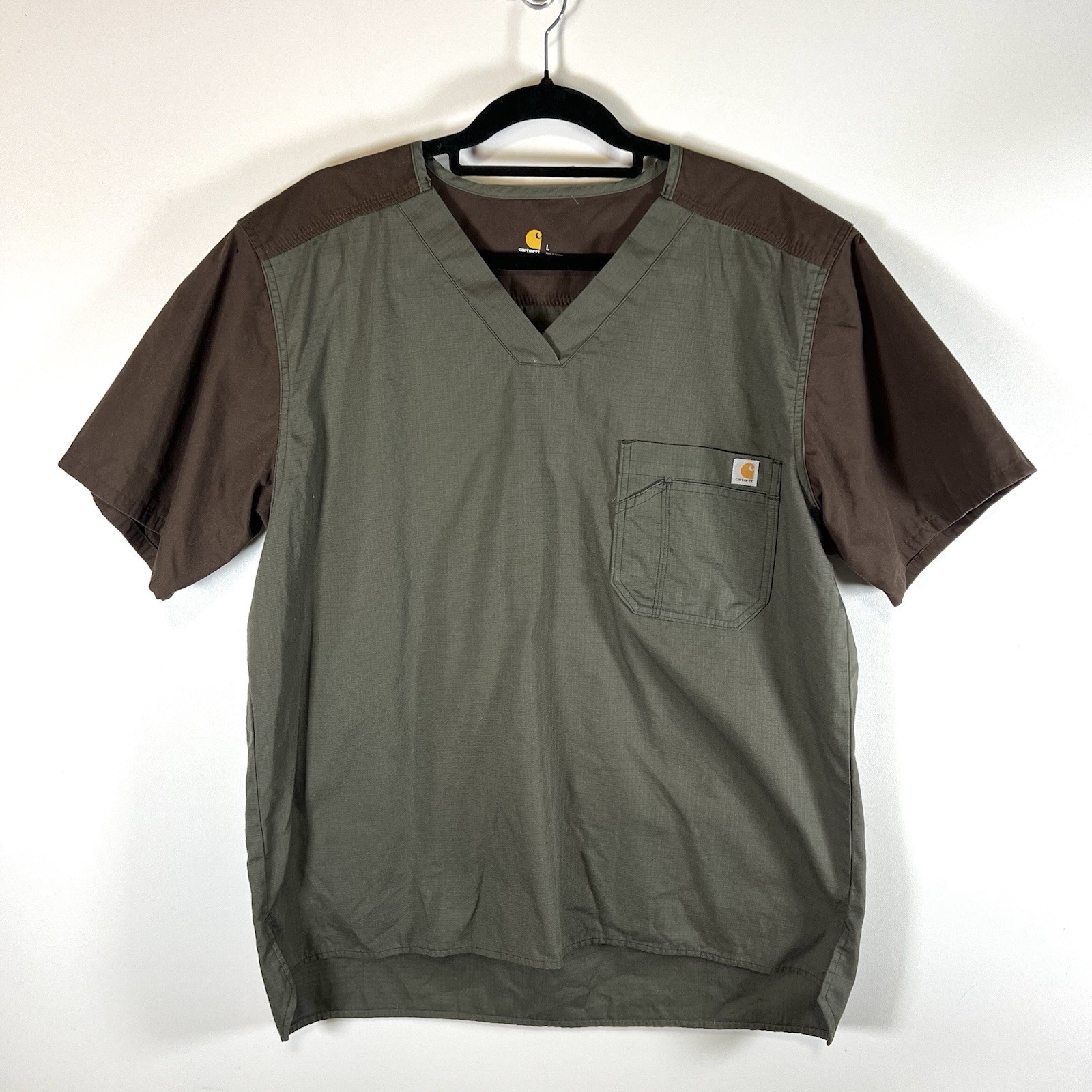 Carhartt Scrub Top Large Ripstop Utility Green Pocket Medical Nursing