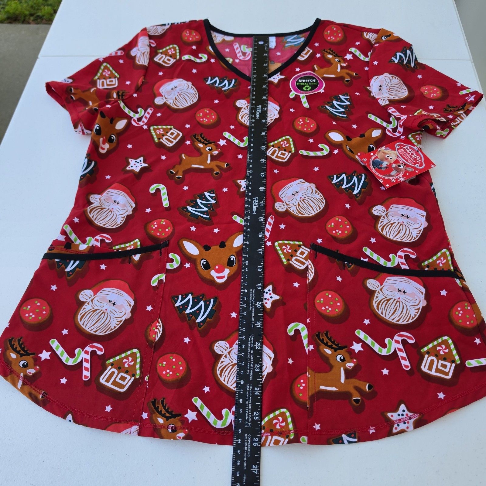 Rudolph the Red Nosed Reindeer Official Licensed Scrub Top New With Tags Sz M
