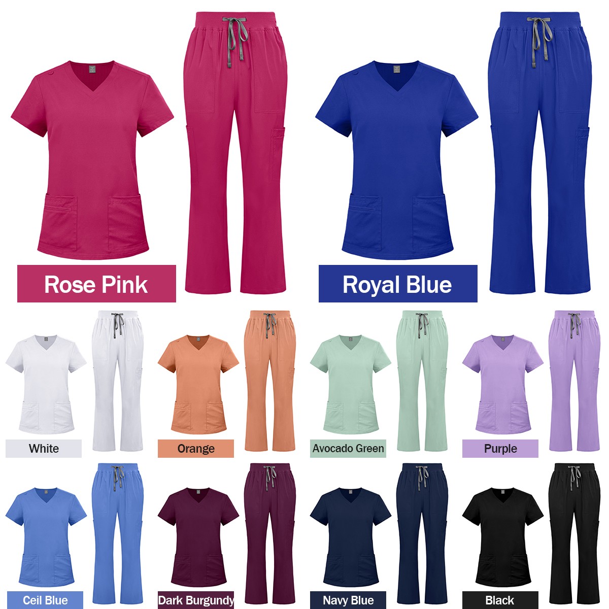 2025 New Nurse Scrub Set – Flare Pants & V-Neck, Breathable & Comfortable