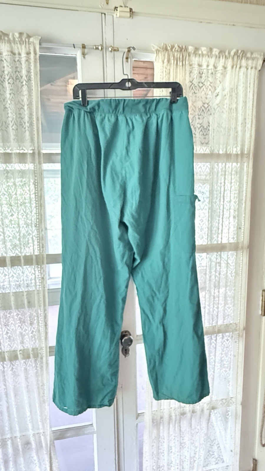 Cherokee Workwear Scrub Pants XL Green Cargo Elastic Waist Pockets Comfort