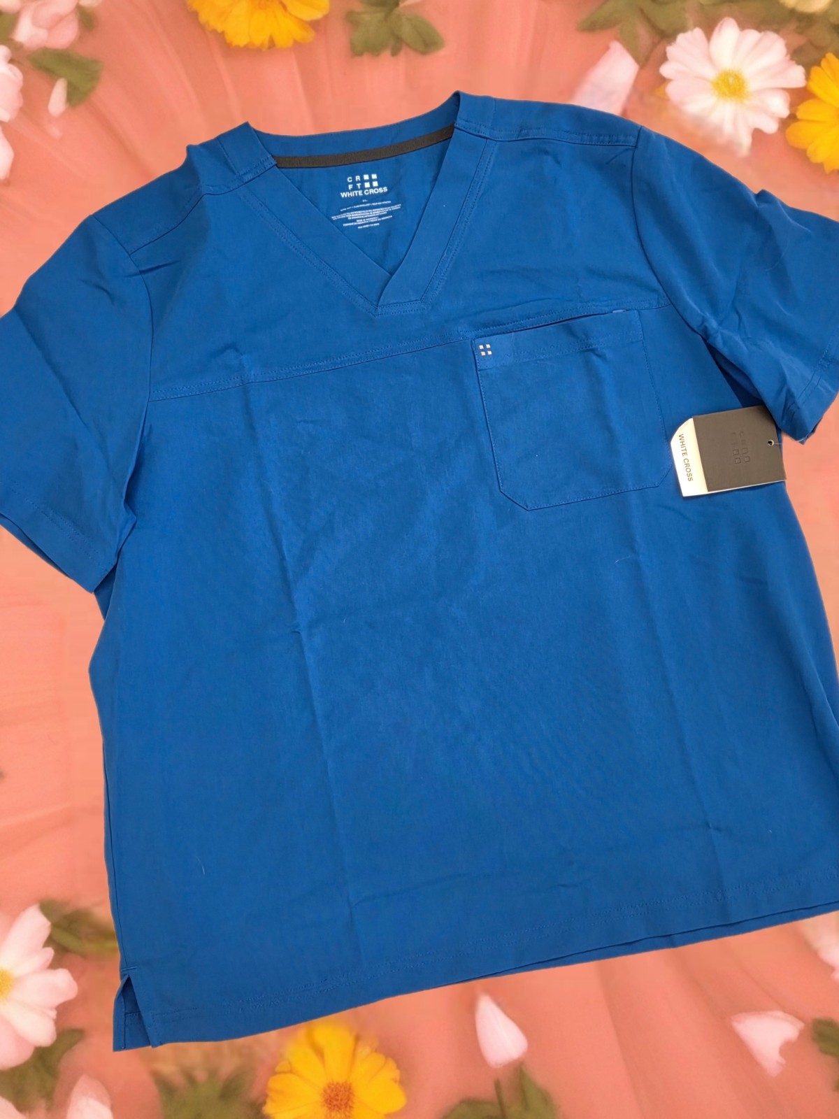 CRFT White Cross medical Scrub Top Adult XL
