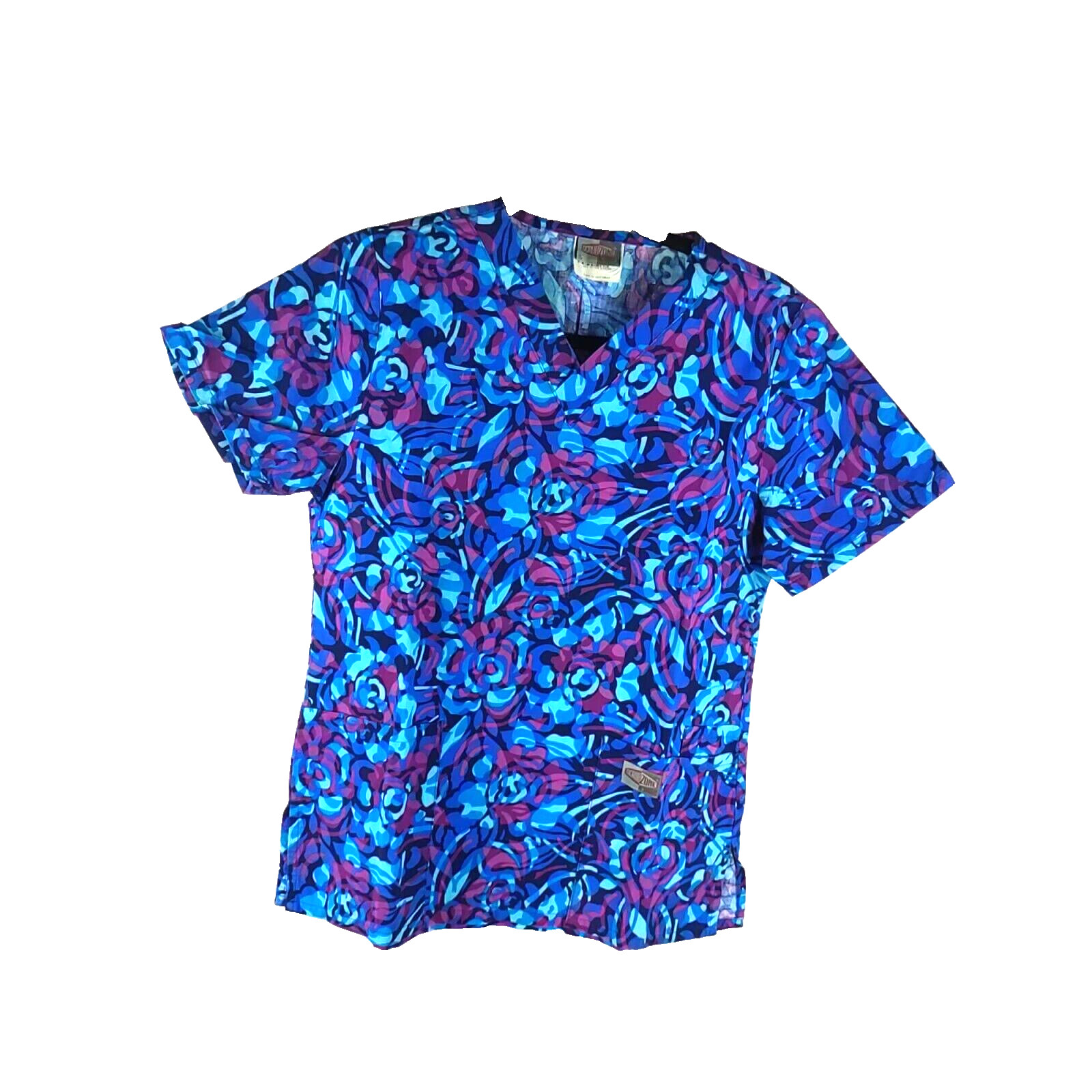 Scrub Zone Women Scrub Top Size Small Blue Maroon Size X Small