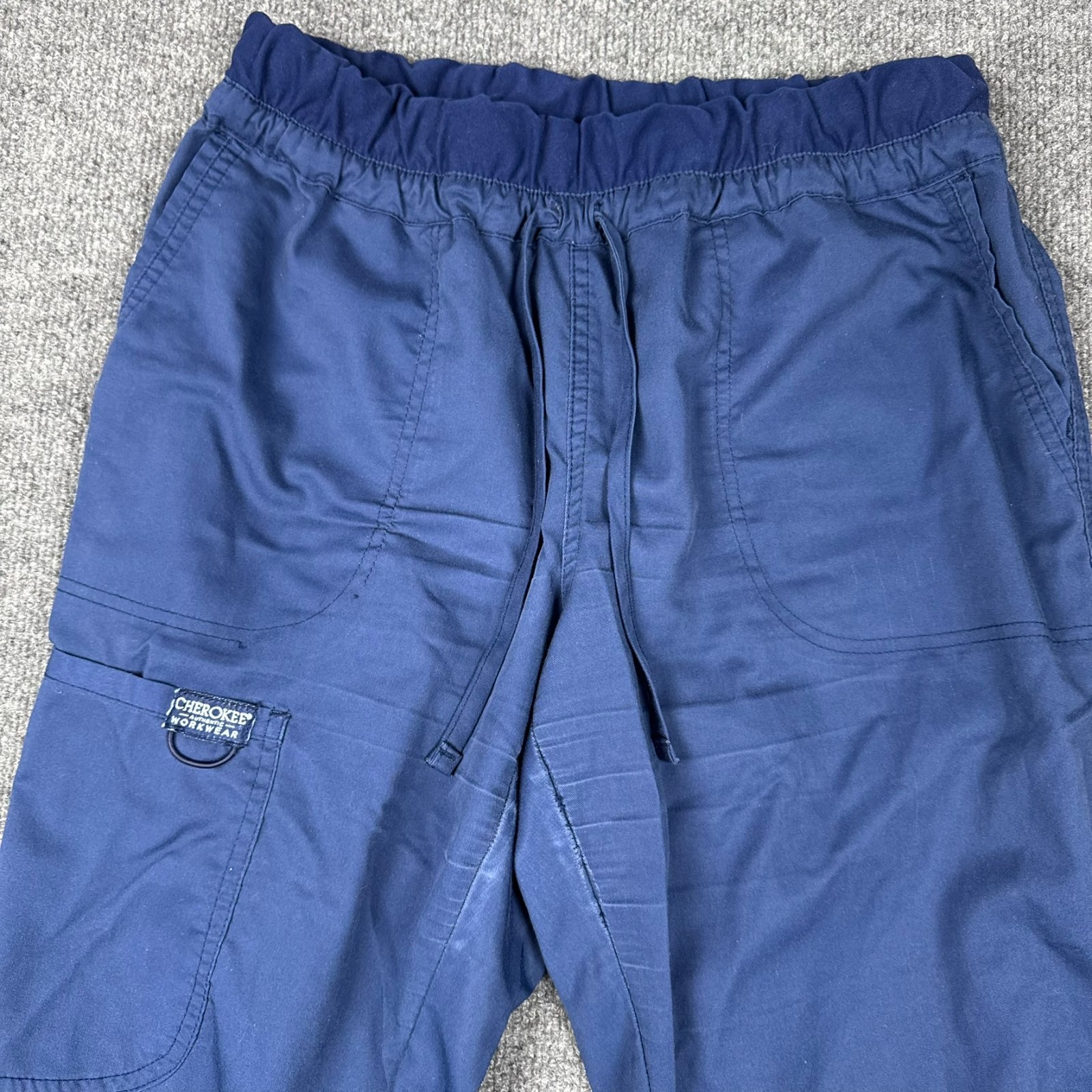 Cherokee Workwear Revolution Scrub Set Navy Blue V-Neck Top & Cargo Pants M
