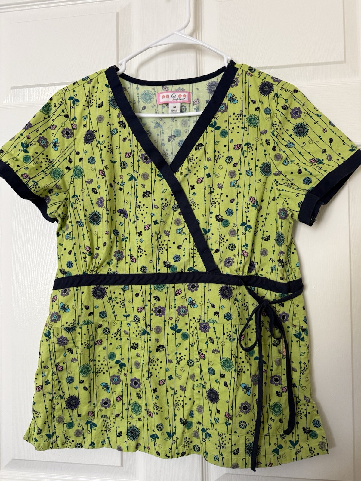 Koi Scrub M Women’s Lime Green Pink Purple Blue Black Pockets Side Tie